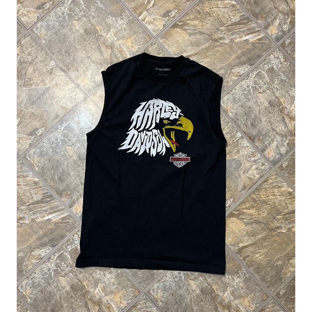 Harley-Davidson Sleeveless Shirt Mens M Black Eagle Graphic Kodak TN